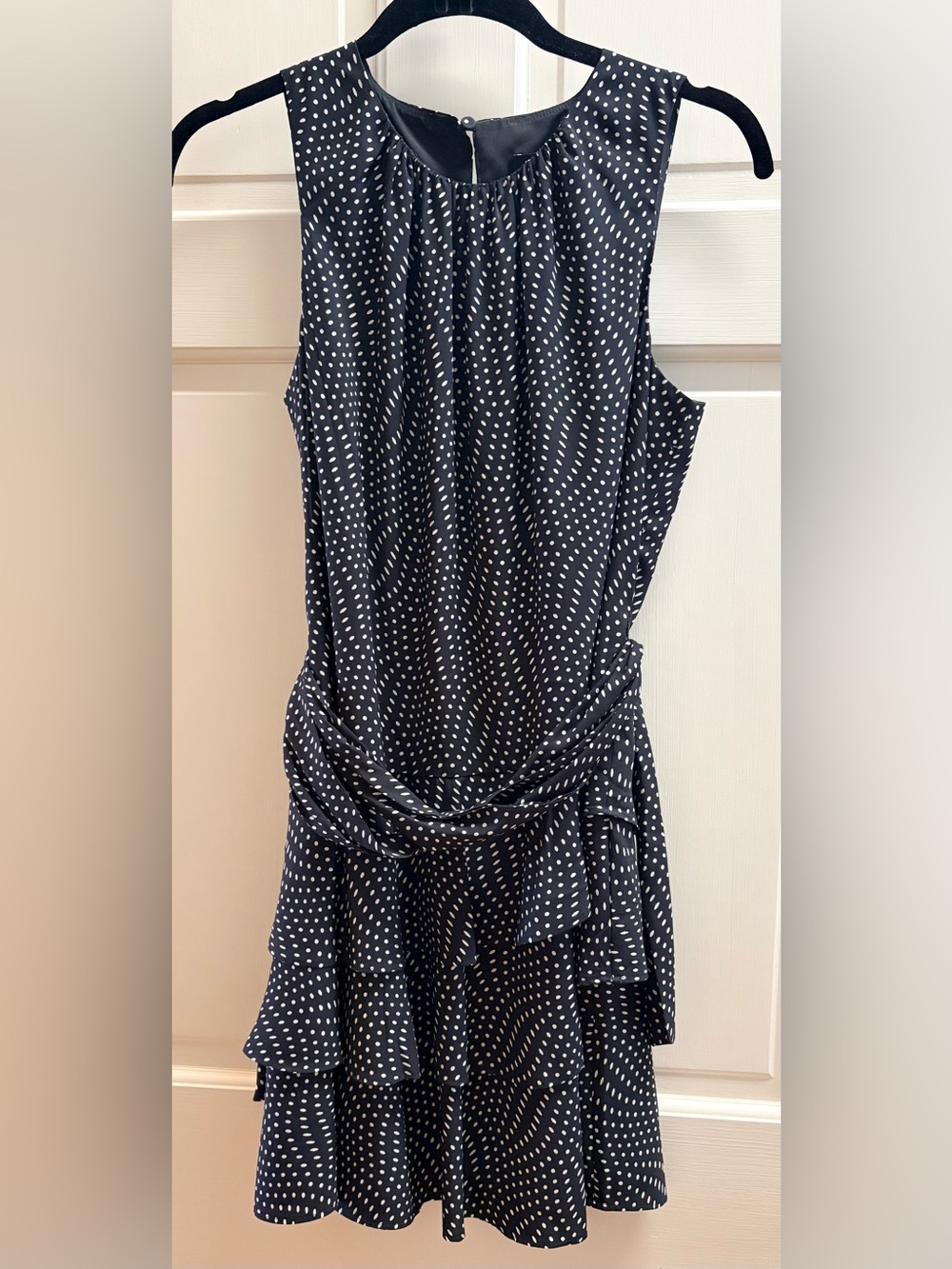 White House Black Market Polka Dot Sleeveless Tiered Dress